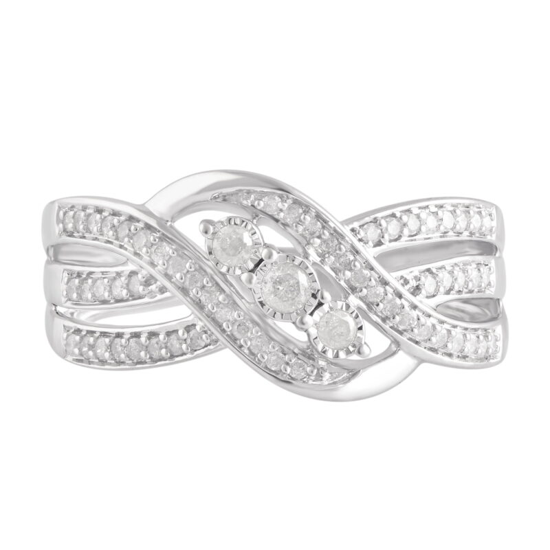 1/4 Carat T.W Diamond Sterling Silver Anniversary Ring. (I-J/I2-I3) - Image 3