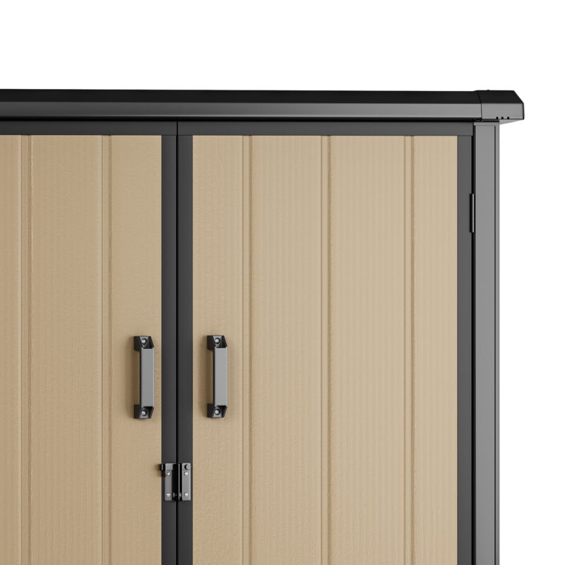 Uforic 51 Cu Ft Outdoor Vertical Storage Shed with Floor & 2 Shelves, Waterproof, Lockable (Brown) - Image 6
