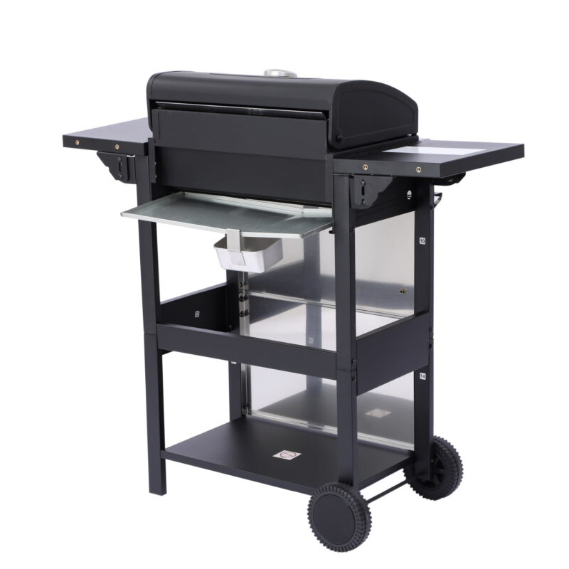 Hommoo 3-Burner Propane Gas BBQ Grill, BBQ Grill with Foldable Side Table and Wire Enamel Cooking Grids, for Outdoor Barbecue - Image 4