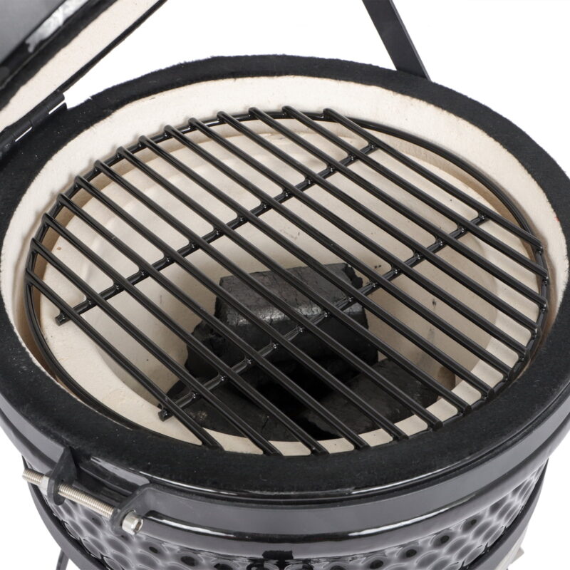 13in Round Ceramic Charcoal Grill Black - Image 7