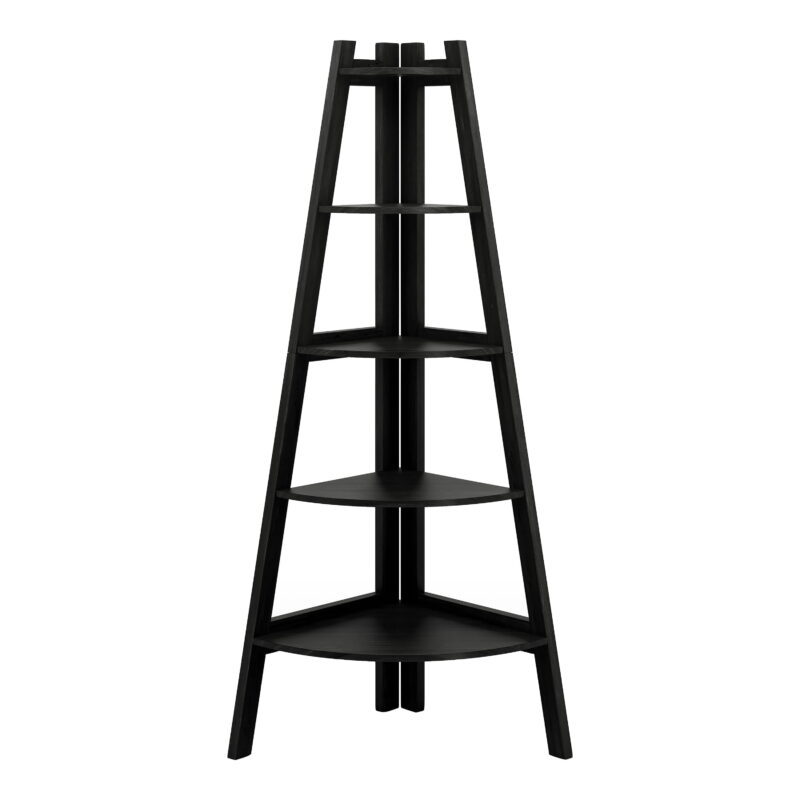 Furniture of America Reno Adult Modern 5-Shelf Corner Bookcase, Black - Image 2