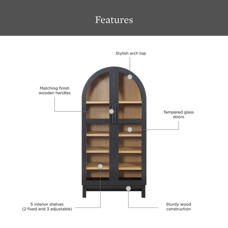 Better Homes & Gardens Juliet Arch Accent Cabinet, Black Finish - Image 5