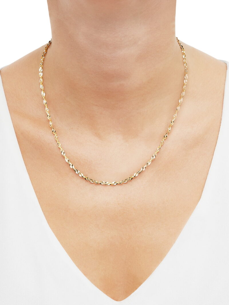 Women's Welry 3mm Cleo Link Chain Necklace in 10kt Yellow Gold, 18" - Image 3