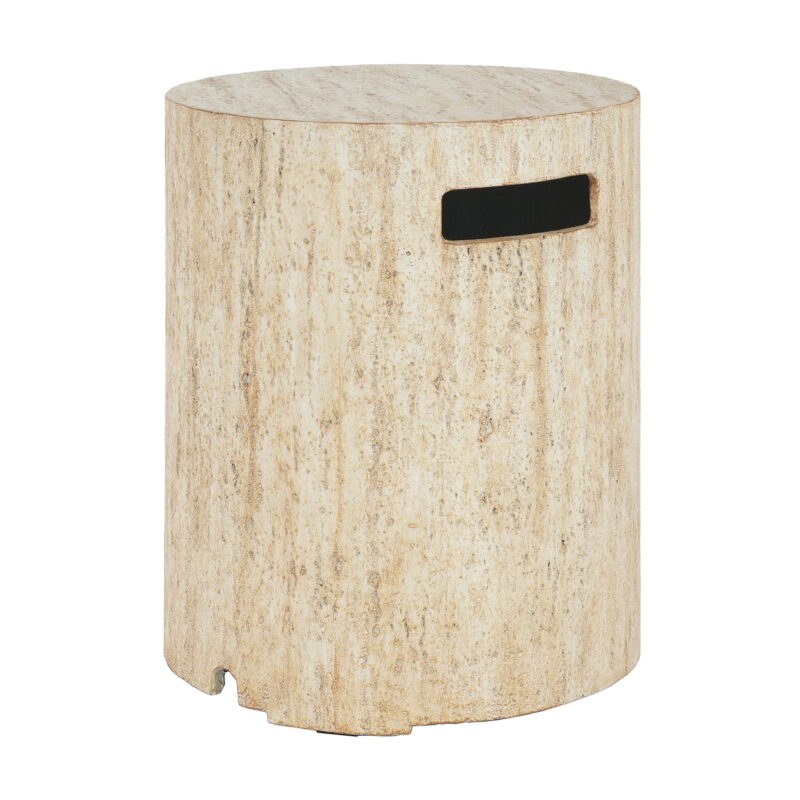 Christopher Knight Home Outdoor Round Propane Tank Cover, Lightweight Concrete Side Table, Travertine Beige - Image 2
