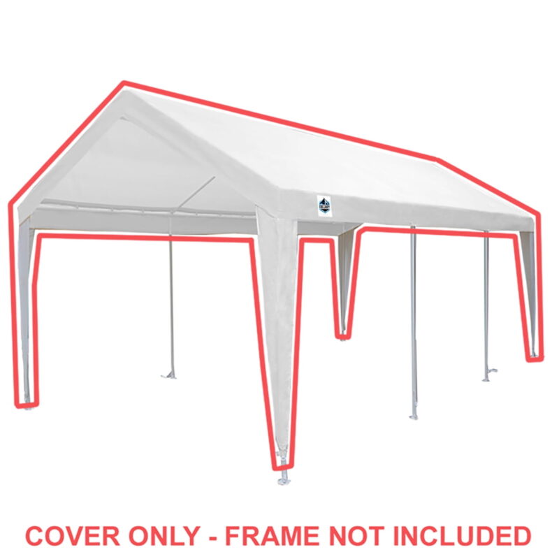 King Canopy 10' x 20' Polyethylene 180gsm Fitted White with White Leg Skirts Carport Canopy Cover - Image 3