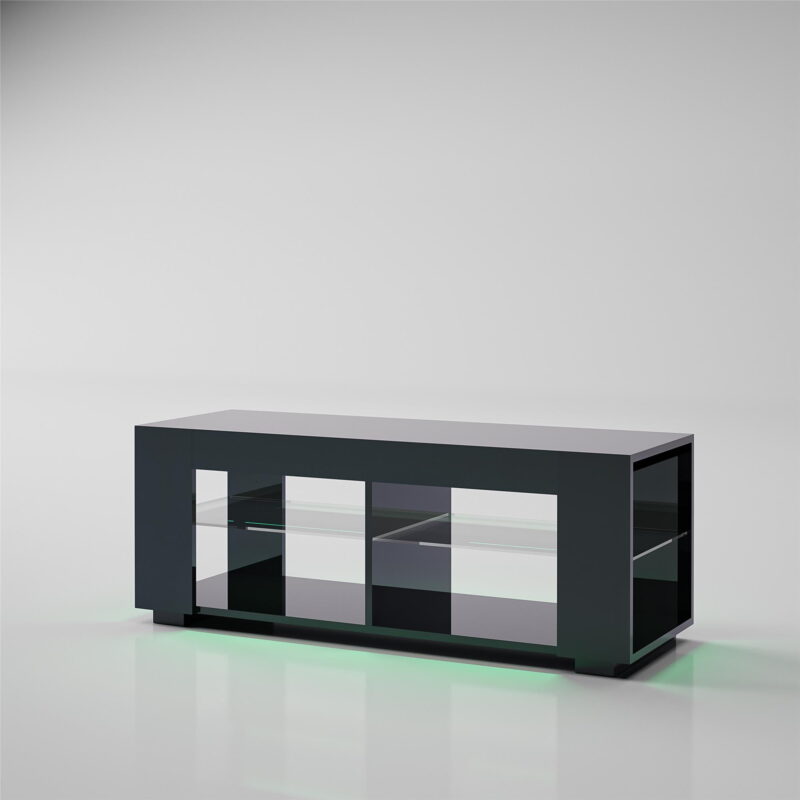 NTense LED TV Stand with Glass Shelves for TVs up to 55", Black Gloss - Image 7
