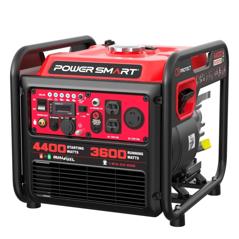 PowerSmart 4400W/3600W Dual Fuel Inverter Generator Pull Cord Start with CO Protect Carbon Monoxide Detection - Image 3