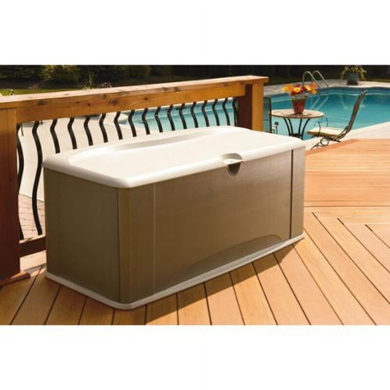Rubbermaid Outdoor Extra-Large Deck Box with Seat, Gray & Brown, 121 Gallon - Image 2