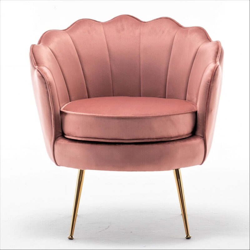 US Pride Furniture Cavett 28.3" Wide Velvet Barrel Chair with Gold Metal Legs Rose - Image 2