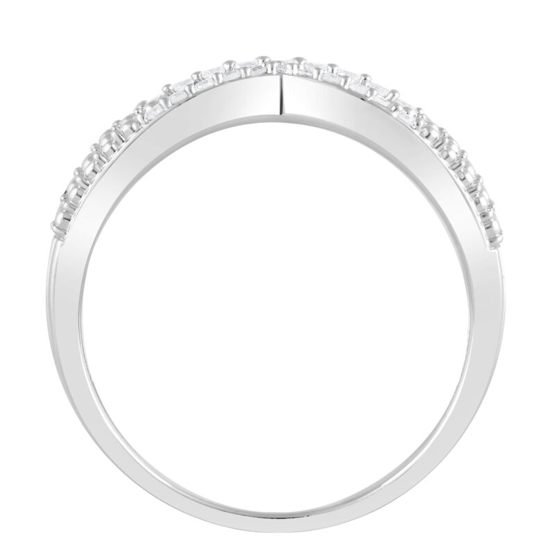 Unique Moments 1/3 Ct Round Cut Lab Grown Diamond Crossover Cocktail Ring in Sterling Silver (H-I, SI-I1) - Image 3