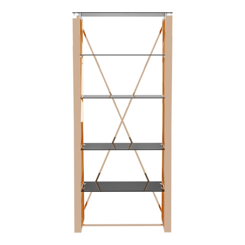 Furniture of America Bijou Metal 4-Shelf Bookcase, Gold - Image 5