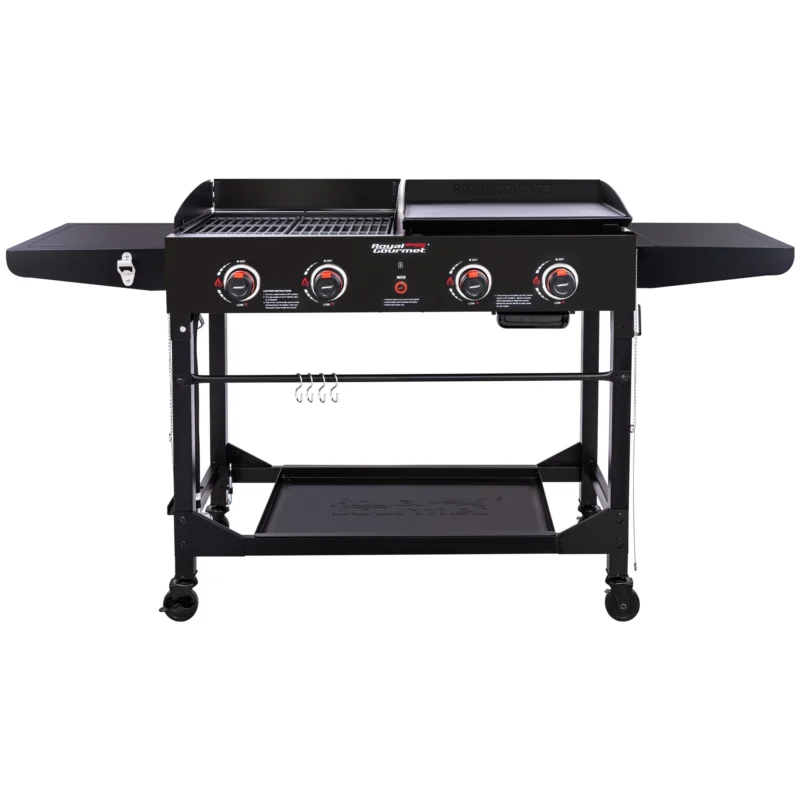 Royal Gourmet 4-Burner GD402 Portable Flat Top Gas Grill and Griddle Combo with Folding Legs, 48,000 BTU, Black - Image 2