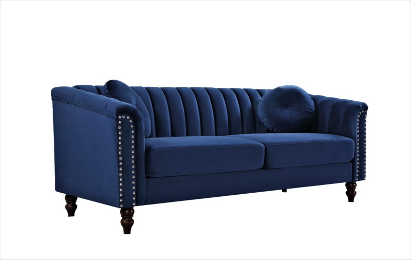 US PRIDE FURNITURE Hills Tufted Back Nailhead 75.2" Sofa-Dark Blue - Image 5