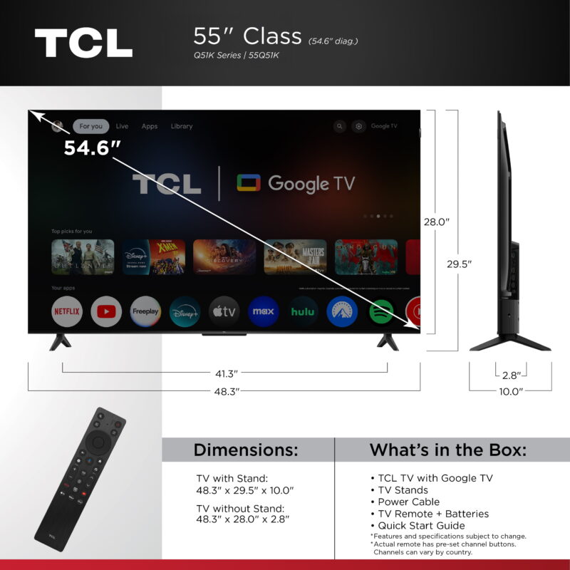 TCL 55" Q Series (NEW 2025)  4K UHD HDR QLED Smart TV with Google TV – Dolby Vision, Dolby Atmos, Motion Rate 120, HDR 10+, Auto Game Mode - 55Q51K - Image 2