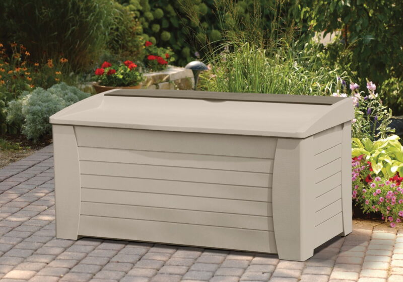 Suncast 127 Gal Outdoor Patio Storage Deck Box/Seat, Resin, Taupe, 54.5" D x 27" H x 28" W 35 lbs. - Image 4