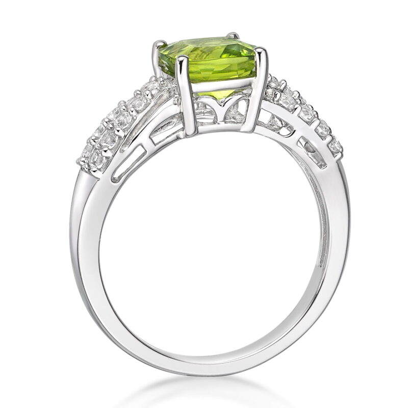 Jay Heart Designs 925 Sterling Silver Peridot and Created White Sapphire Ring - Image 2