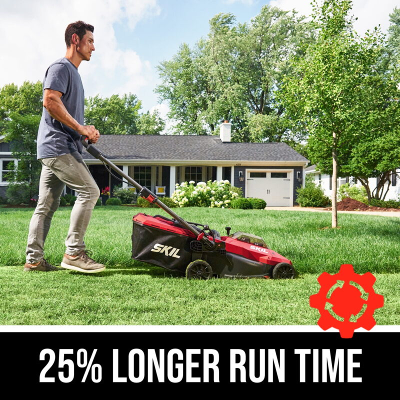 SKIL PWR CORE 20V 18-inch Push Mower, Push-Button Start and Height Adjust, (2) 4.0Ah Batteries and Charger - Image 2