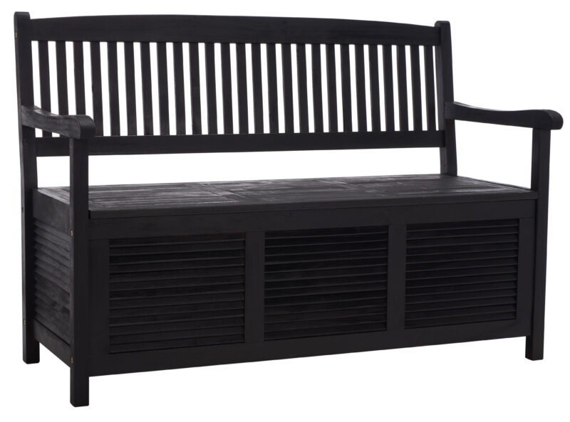 SAFAVIEH Brisbane Transitional Outdoor Patio Storage Bench, Black - Image 5