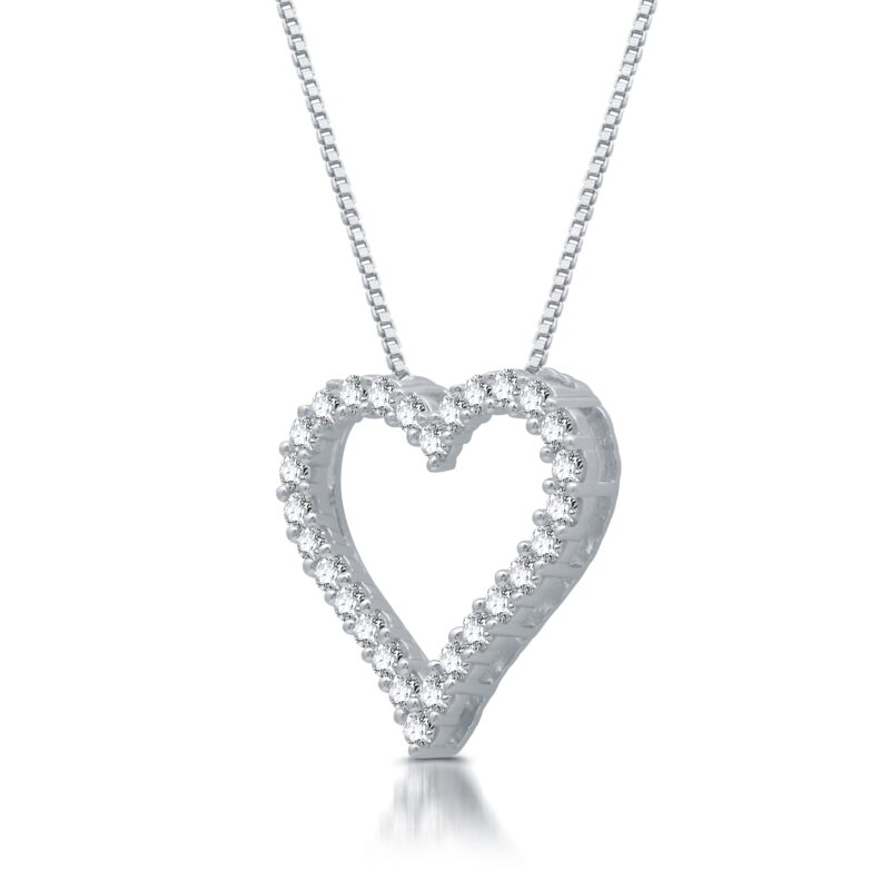 Brilliance Fine Jewelry 1/2 CTTW Lab Grown Diamond Women's Heart Shaped Pendant Necklace in Sterling Silver - Image 3