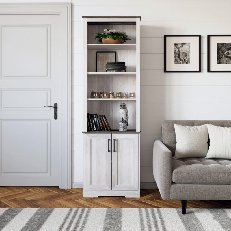 Prepac Rustic Ridge Washed White 26" W x 79.75" H x 12.5" D Bookcase - Image 4