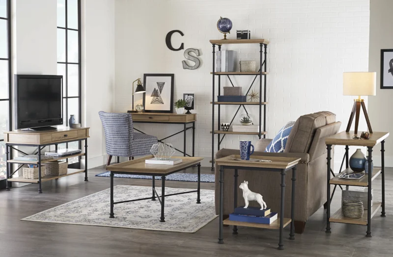 Better Homes & Gardens River Crest 5-Shelf Bookcase, Rustic Oak Finish - Image 3
