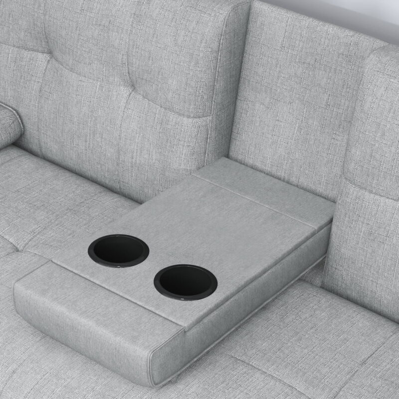 Sofa Bed with Cup Holder Convertible Futon Couches Adjustable Backrest Modern Linen Furniture Upholstery for Living Room - Image 5
