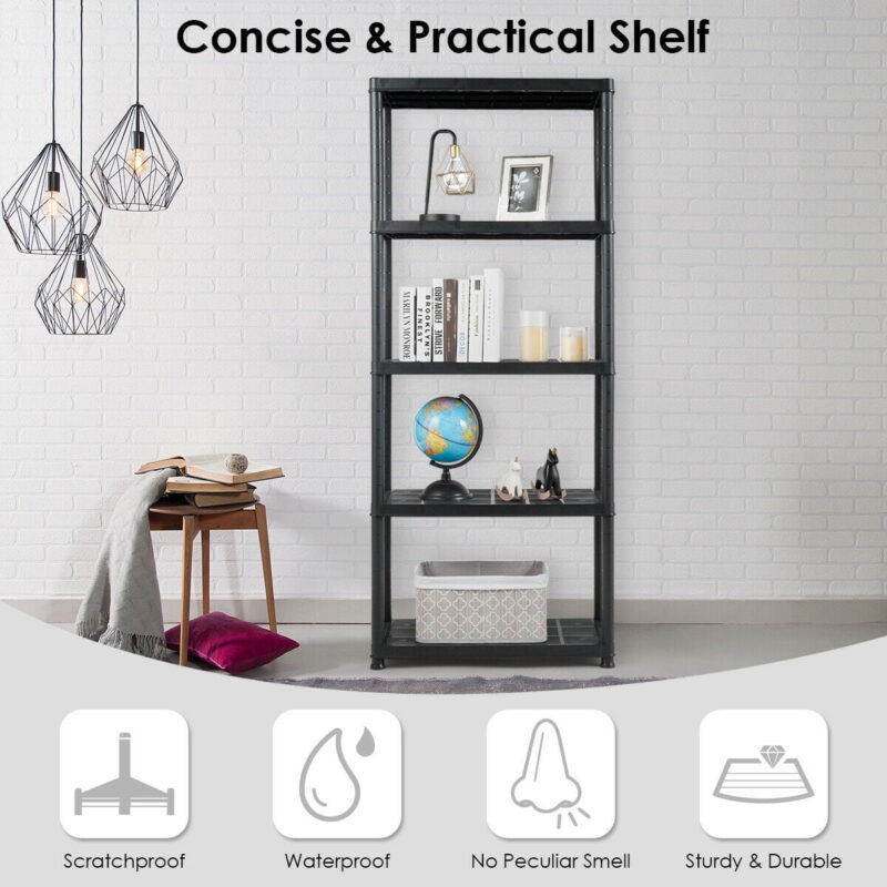 Gymax 2 PCS 5 Tier Ventilated Shelving Storage Rack Free Standing Multi-Use Shelf Unit - Image 6