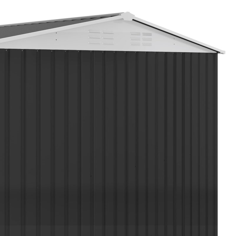 Uforic 8x6ft Outdoor Storage Shed with Windows & Secure Lockable Doors and Sloped Roof Large Steel Shed for Patio, Garage, Lawn - Image 3