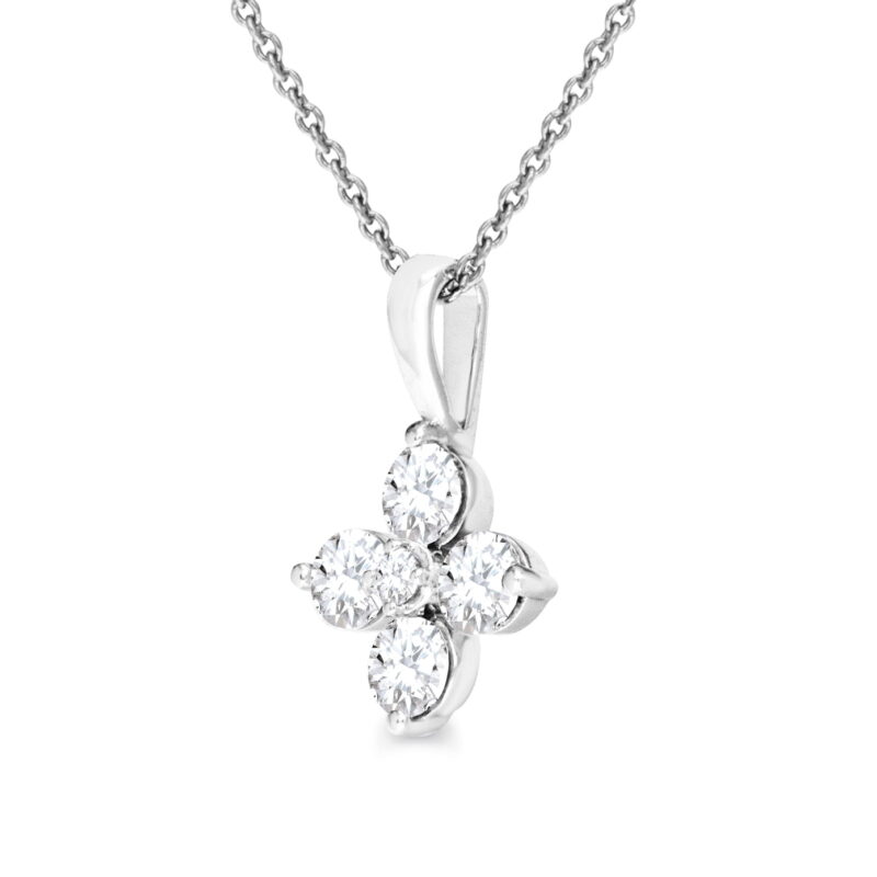 FireStar Floral Diamond Necklace for woman 10K White Gold 1/2 Ct Colorless Lab Grown Diamonds - Image 2