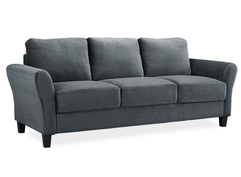 Lifestyle Solutions Alexa Sofa with Rolled Arms, Gray Fabric - Image 2
