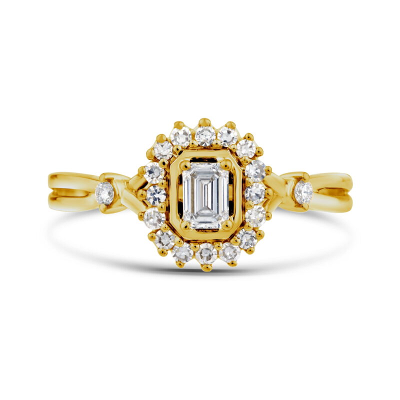 Brilliance Fine Jewelry 1/2 Ctw Lab Grown Diamond Promise Ring in 14K Yellow Gold-Plated Sterling Silver, Women - Image 4
