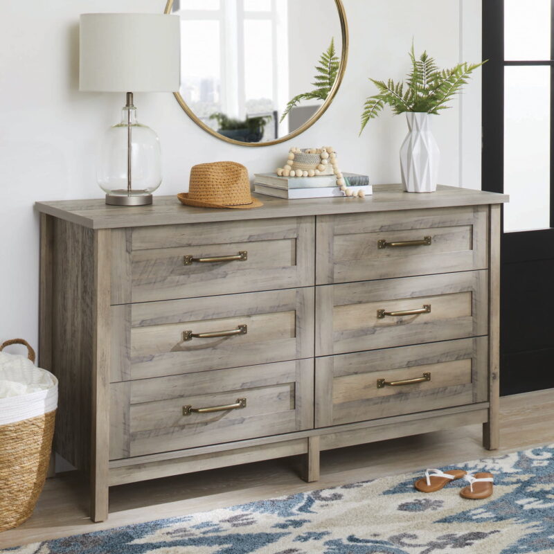 Better Homes & Gardens Modern Farmhouse 6-Drawer Dresser, Rustic Gray Finish - Image 5