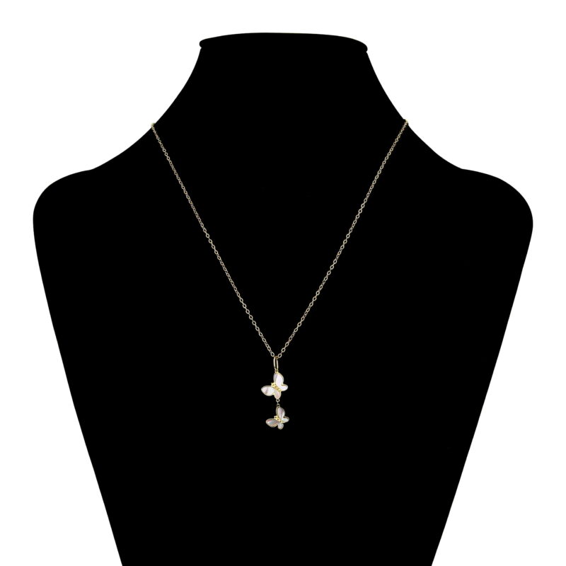 Brilliance Fine Jewelry 10KT Yellow Gold Mother of Pearl Butterfly Pendant with 18" Chain - Image 2