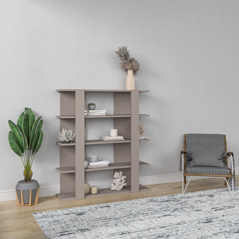 Ada Home Decor Furniture 4 Tier Open Shelf Light Mocha Beecroft Modern Bookcase - Image 2