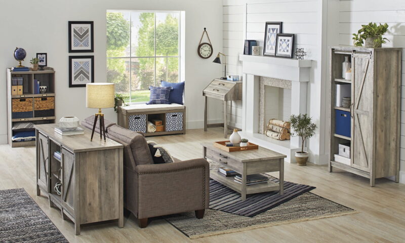 Better Homes & Gardens Modern Farmhouse 5-Cube Organizer Bookcase with Name Plates, Rustic Gray Finish - Image 6