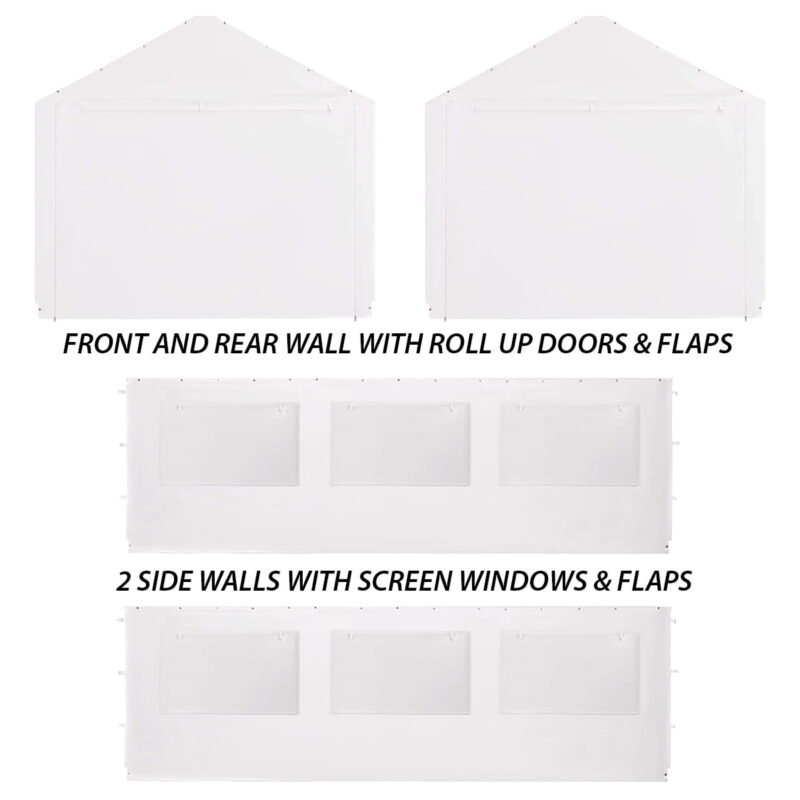 King Canopy 10' x 20' Carport Canopy Sidewall Kit w/ Bug Screen Windows - Image 3