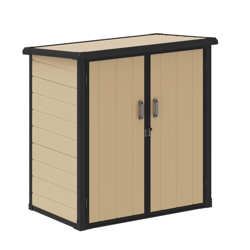 Uforic 51 Cu Ft Outdoor Vertical Storage Shed with Floor & 2 Shelves, Waterproof, Lockable (Brown) - Image 5
