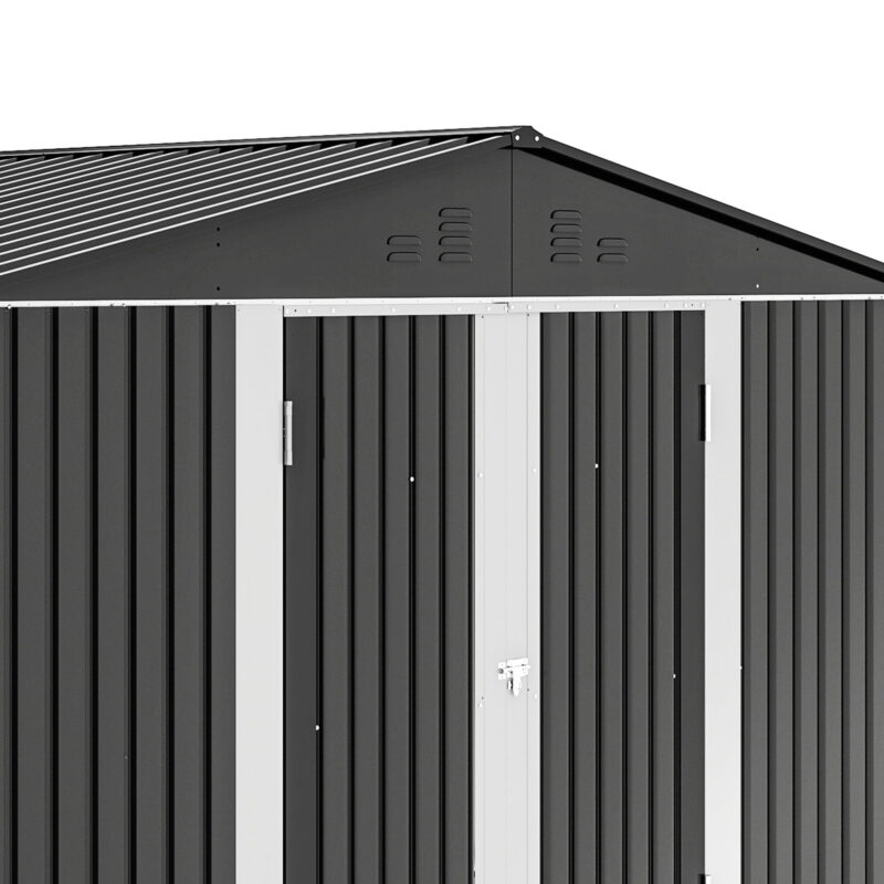 Uforic 9'x6' Outdoor Storage Shed,Metal Tool Storage Sheds w/Windows,Locking System for Garden Patio,Dark Gray - Image 2