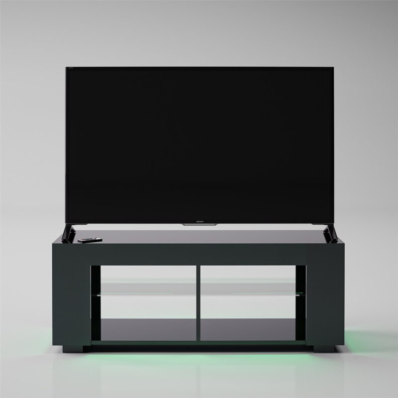 NTense LED TV Stand with Glass Shelves for TVs up to 55", Black Gloss - Image 6