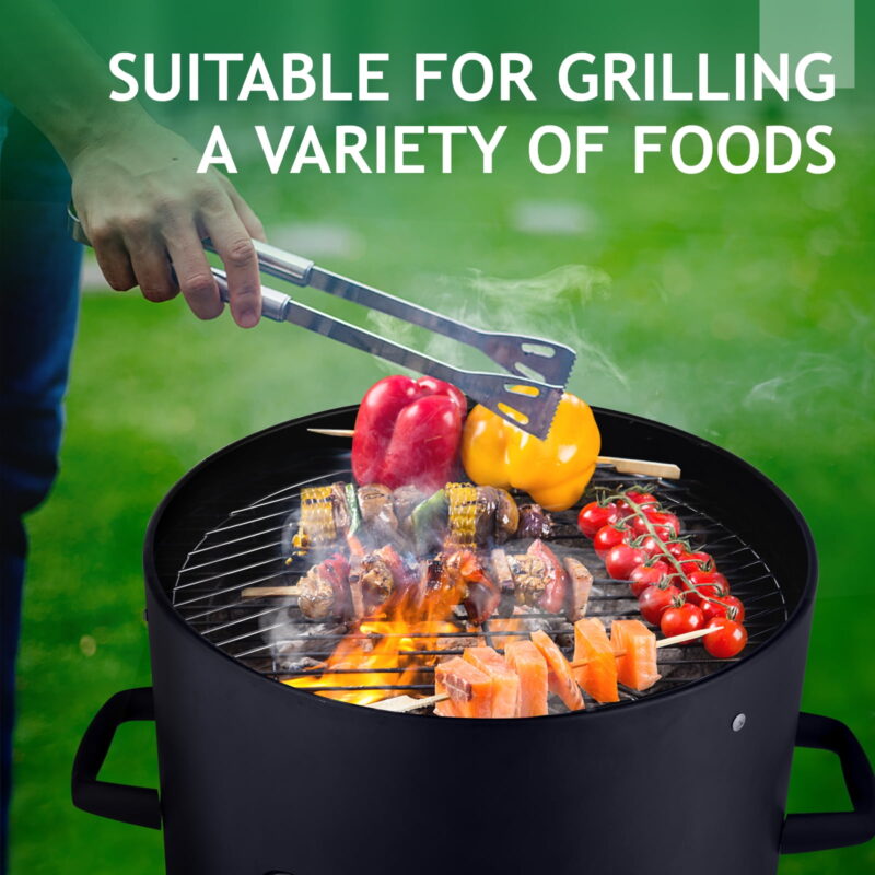 Vertical Steel Charcoal Smoker, Heavy Duty Three Layer Round BBQ Grill Smokey Mountain Cooker for Outdoor Cooking, Black - Image 5