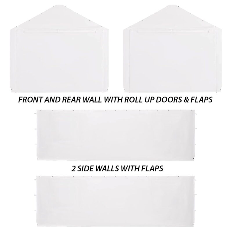 King Canopy 20' x 20' Carport Canopy Sidewall Kit w/ Flaps - Image 4