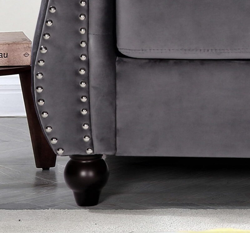 US Pride Furniture Chester 83 in. Wide Rolled Arm Velvet Modern Straight living Room Sofa, Gray - Image 3