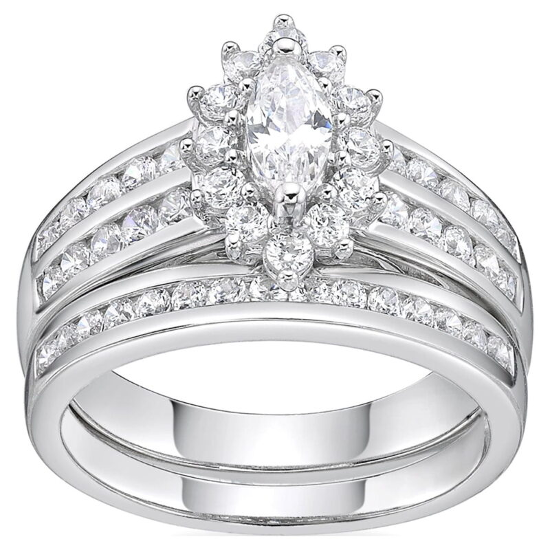 Brilliance Fine Jewelry Marquise Simulated White Diamond Bridal Engagement Ring, 925 Sterling Silver - Image 2