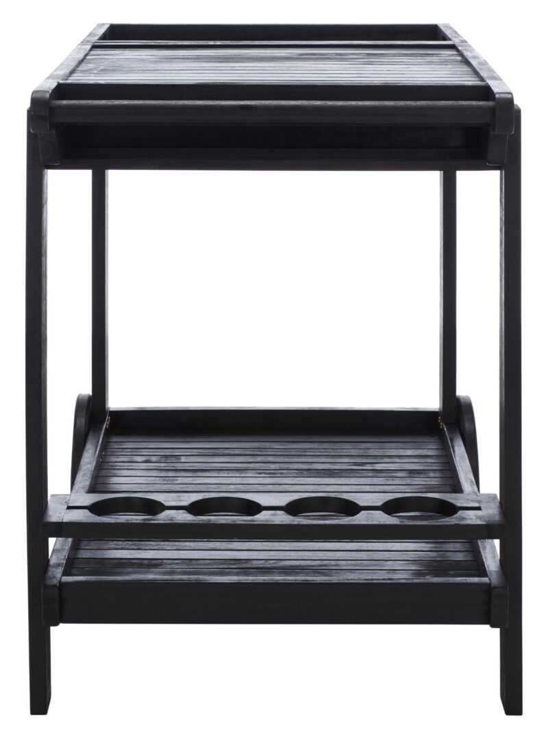SAFAVIEH Orland Outdoor Patio Adjustable Tea Trolley, Black - Image 5