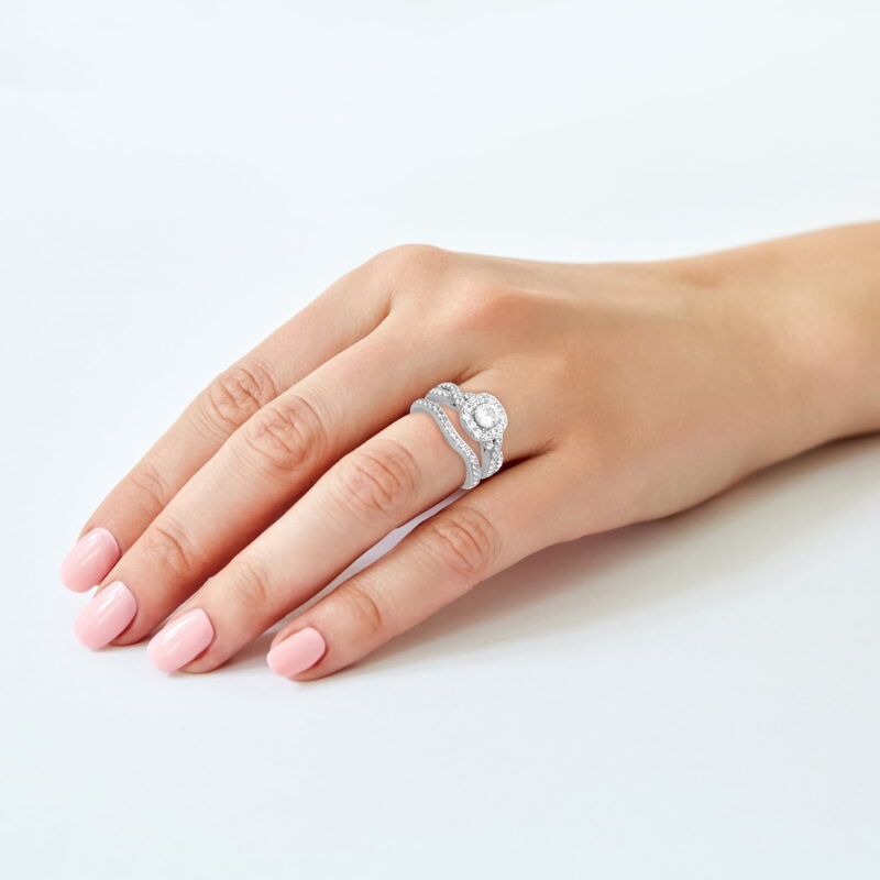 1 1/2 CT TGW Created White Sapphire "Serena Gem" Women's Bridal Set in Sterling Silver by Keepsake - Image 6