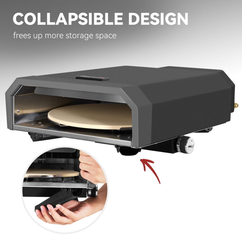 Royal Gourmet GP1301 Portable Gas Pizza Oven with 13-inch Pizza Stone,with Collapsible Legs for Backyard, Outdoor, Handmade Pizza, Black - Image 7