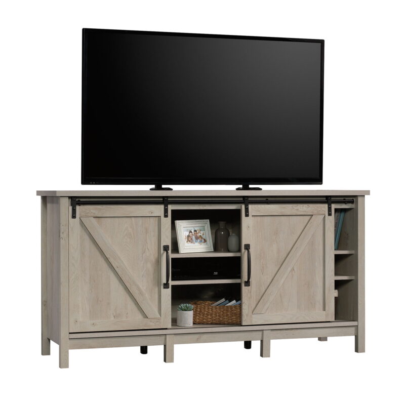 Better Homes & Gardens Modern Farmhouse TV Stand for TVs up to 70", Rustic White Finish - Image 4