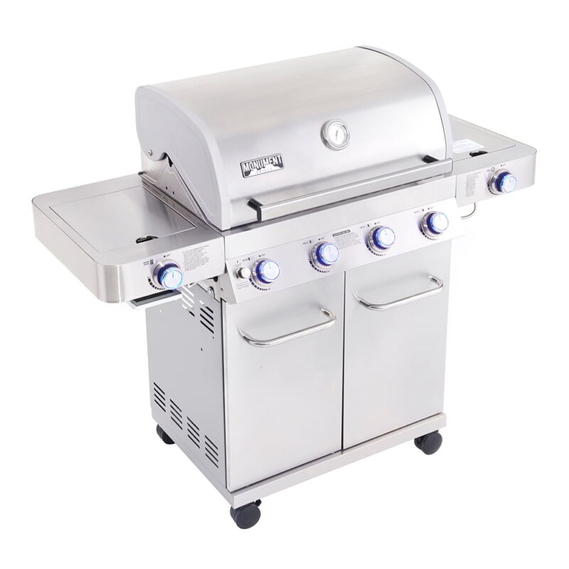 Monument Grills 4-Burner Propane Gas Grill in Stainless with LED Controls, Side and Side Sear Burners - Image 6
