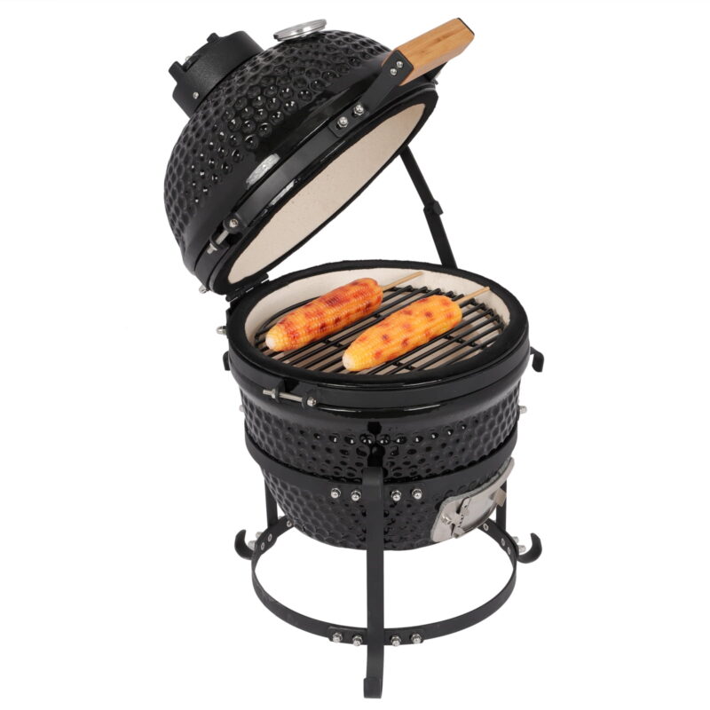13in Round Ceramic Charcoal Grill Black - Image 7