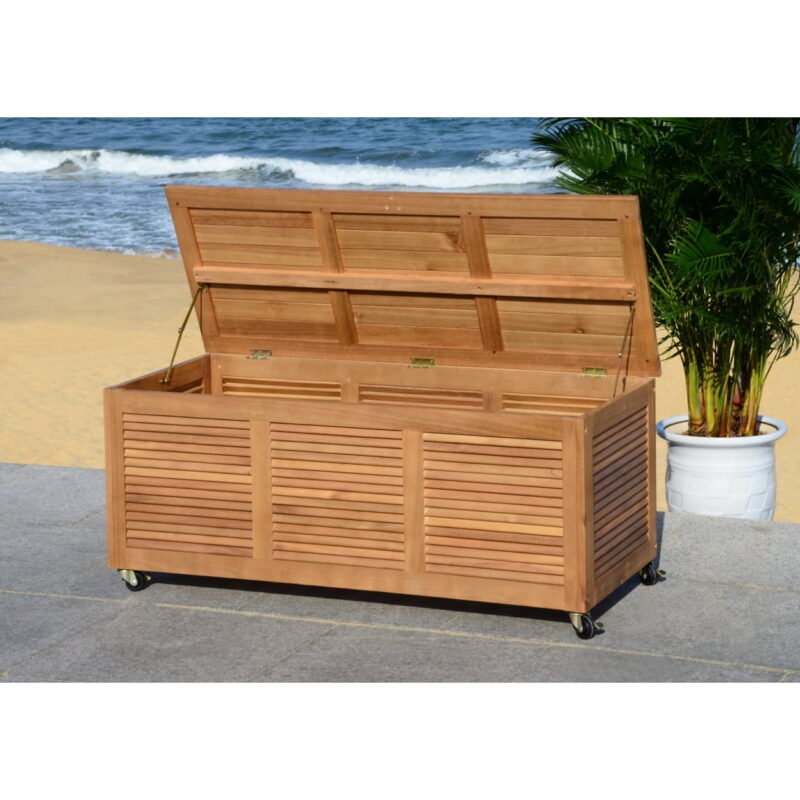 Safavieh Safavieh Outdoor Durable Eucalyptus Frame Wooden Deck Box, Natural - Image 2
